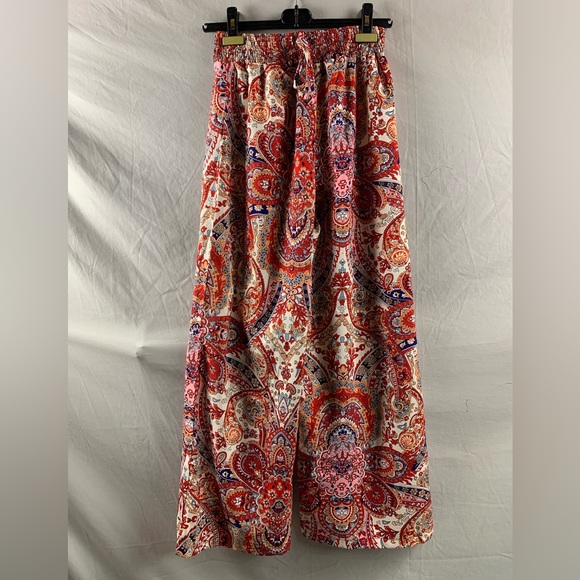 Paisley Print Wide Leg Pants Red - Picture 8 of 8